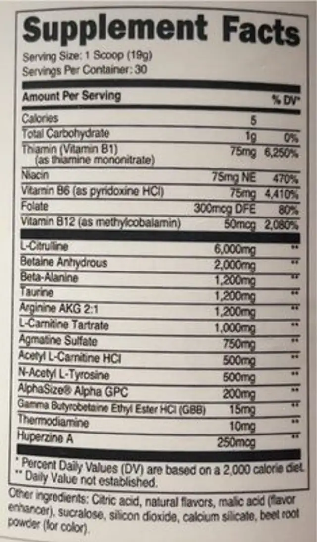 Pre-sf nutrition facts table