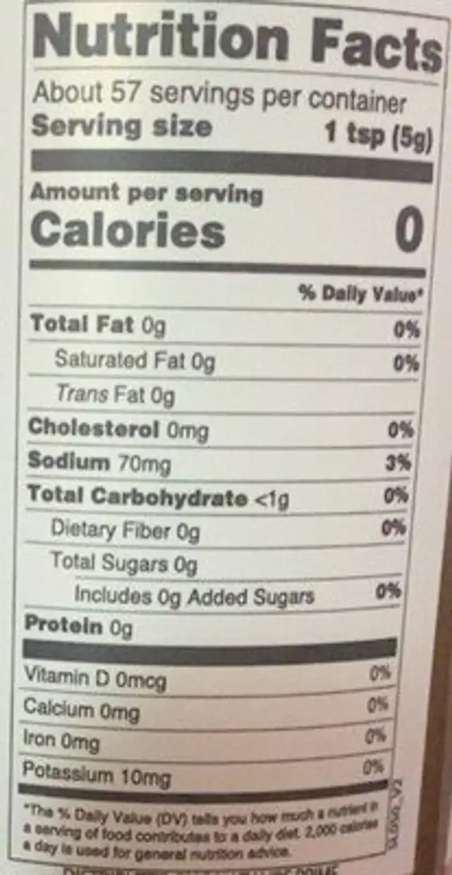 Ghost pepper tamarind nutrition facts table