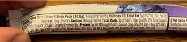 Blueberry acai nutrition facts table