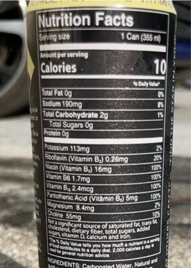 BLAKESTAR Energy Drink nutrition facts table