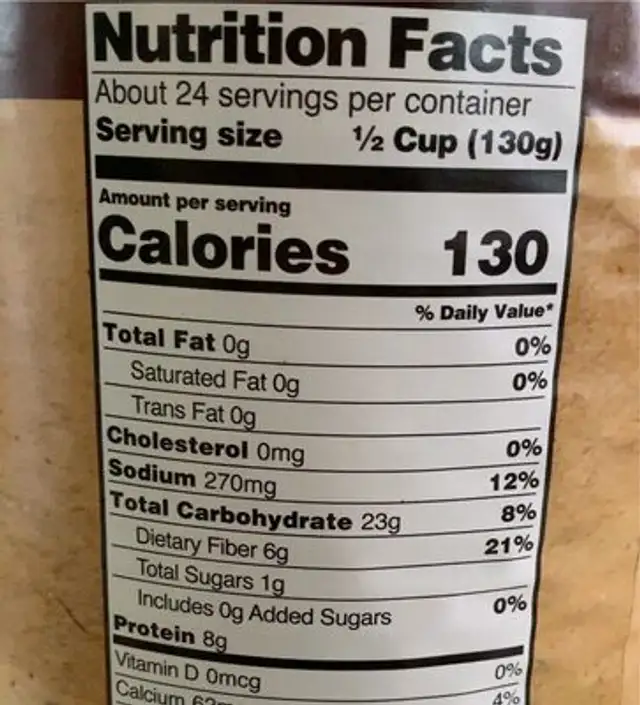 Organic black beans nutrition facts table
