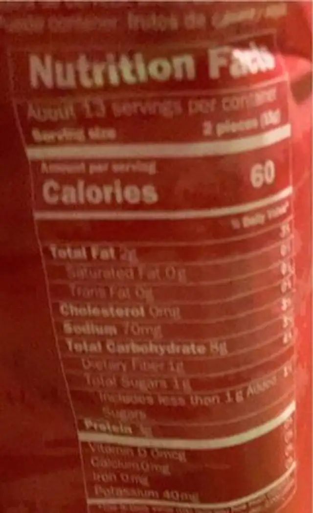 Sesame italian breadsticks nutrition facts table