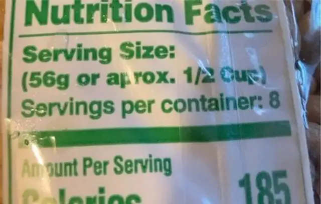 Whole grain pasta nutrition facts table
