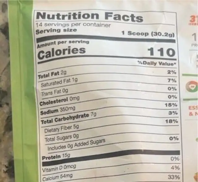 Meal replacement shake chocolate mint nutrition facts table