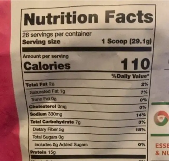 Vanilla cake organic nutrition facts table
