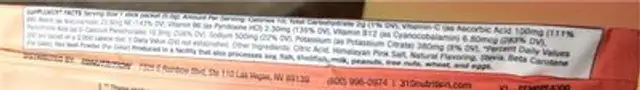 310 hydtate nutrition facts table