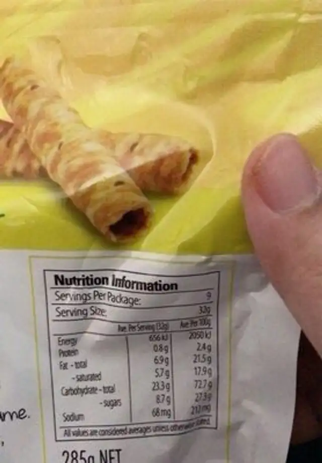 Crispy coconut nutrition facts table