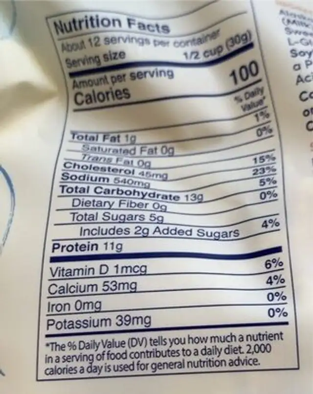 Alaska Pollock nutrition facts table