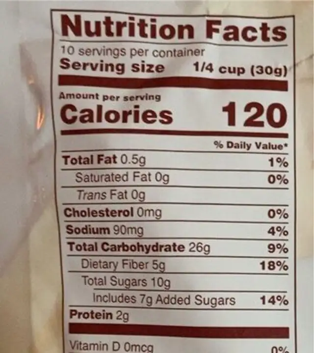 Shitake Mushroom Organic nutrition facts table
