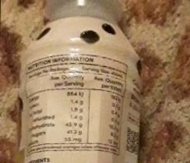 Boba milk tea brown sugar nutrition facts table
