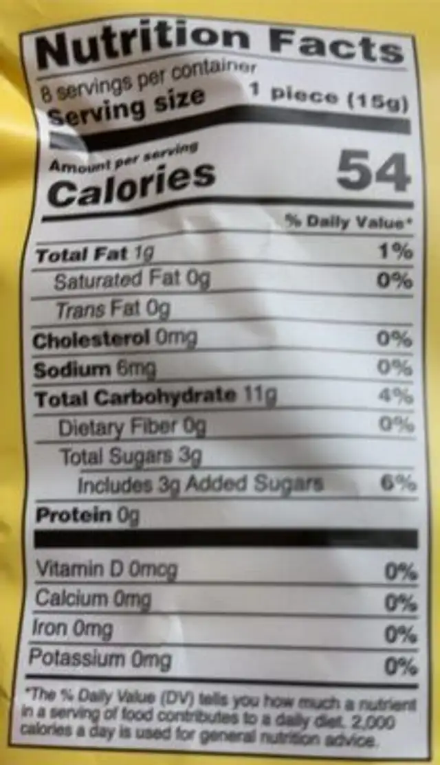 Crème Brûlée Boba Milk Tea Mochi nutrition facts table