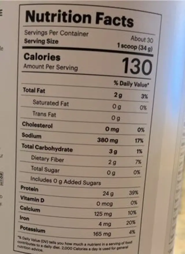 Tb12 Plant based protein nutrition facts table