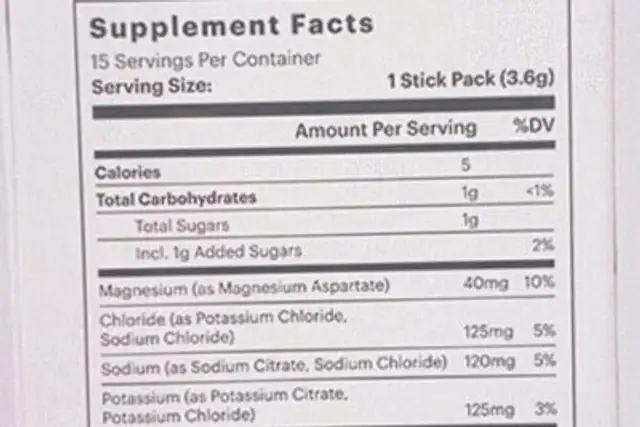 Tb12 electrolytes nutrition facts table