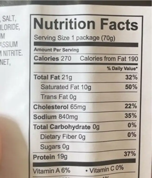parma salame and fontinelli nutrition facts table