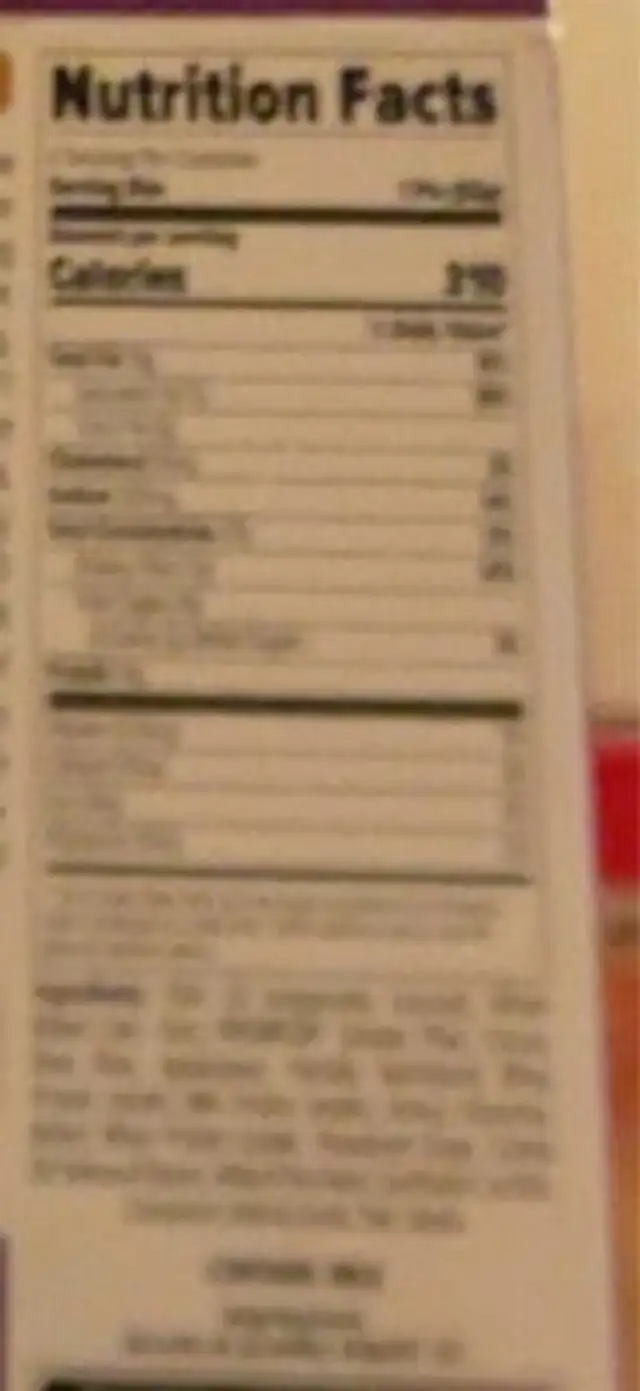 Oatmeal Protein Pie nutrition facts table