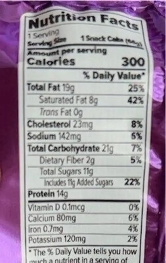 Protien cake nutrition facts table