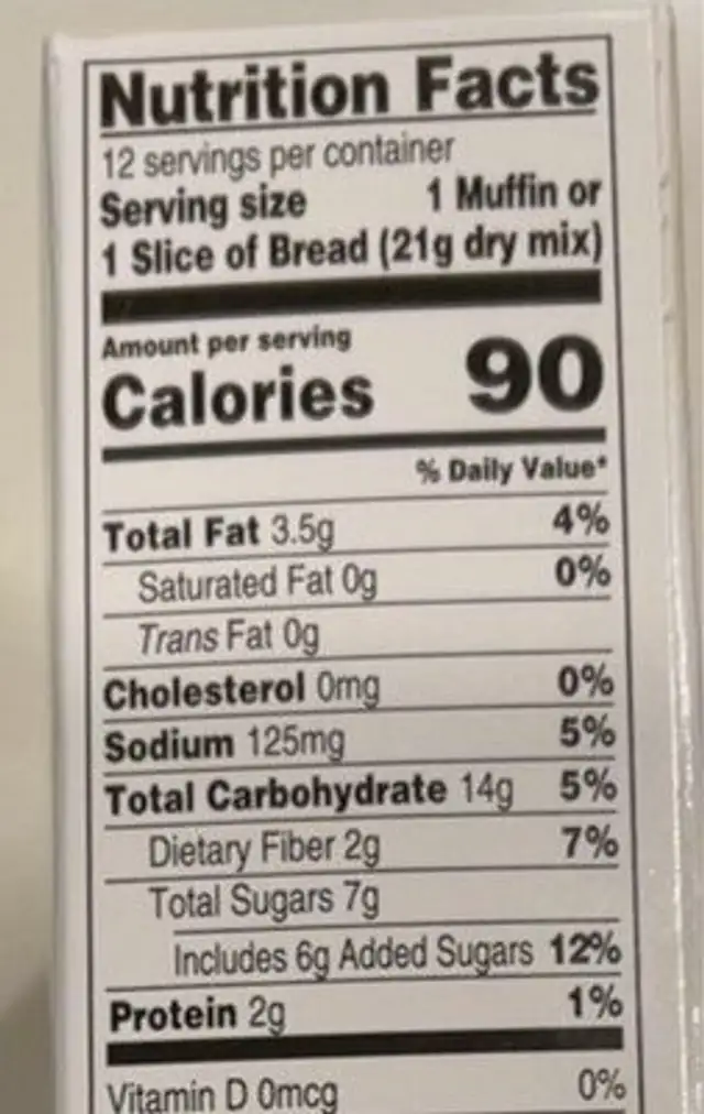 Almond flour mix nutrition facts table