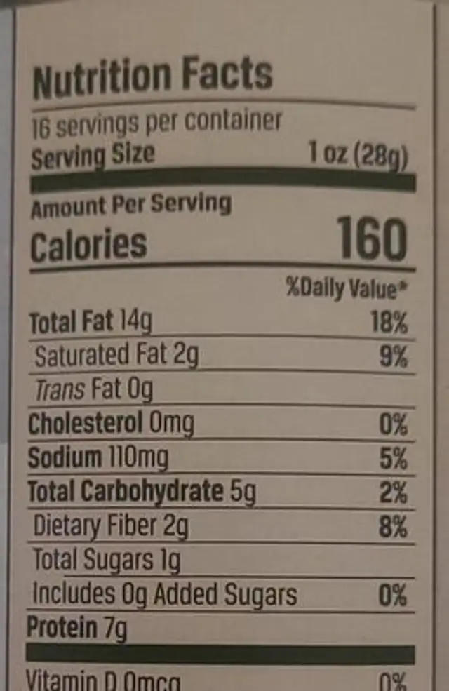Sea salt gourmet Virginia peanuts nutrition facts table