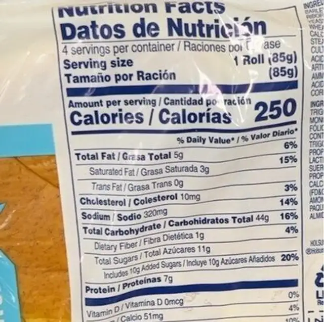 Mallorca nutrition facts table