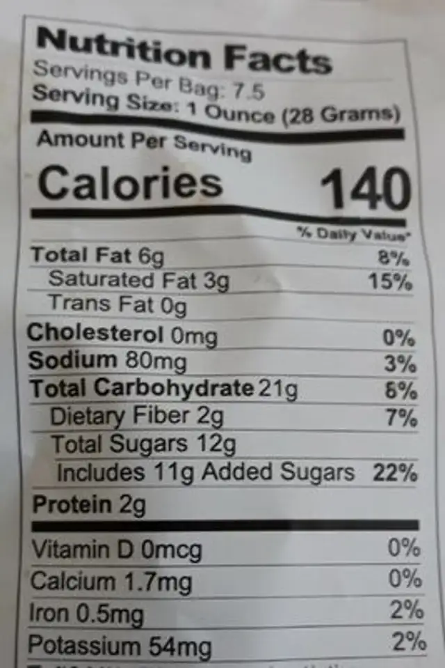 Dark Chocolaty Drizzled Popcorn nutrition facts table