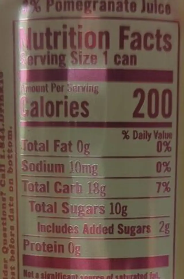Refreshy Hard Cider nutrition facts table