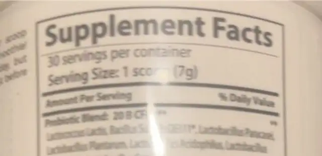 Gut love nutrition facts table