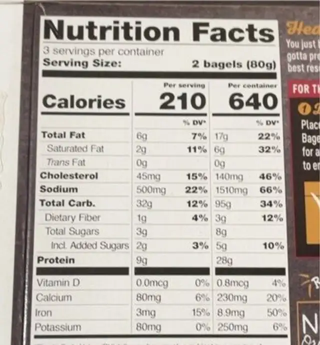 egg bites nutrition facts table