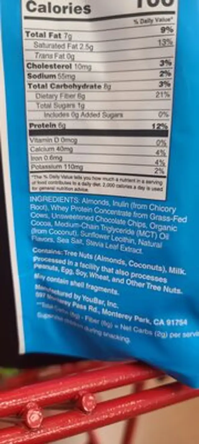 Keto bites ingredients label