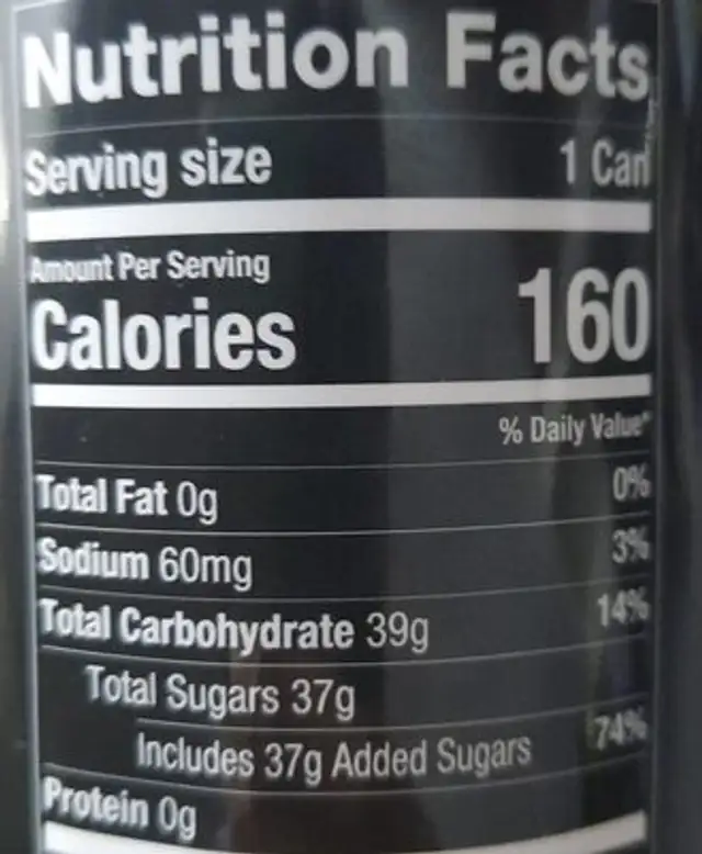 Marley Mellow Mood nutrition facts table