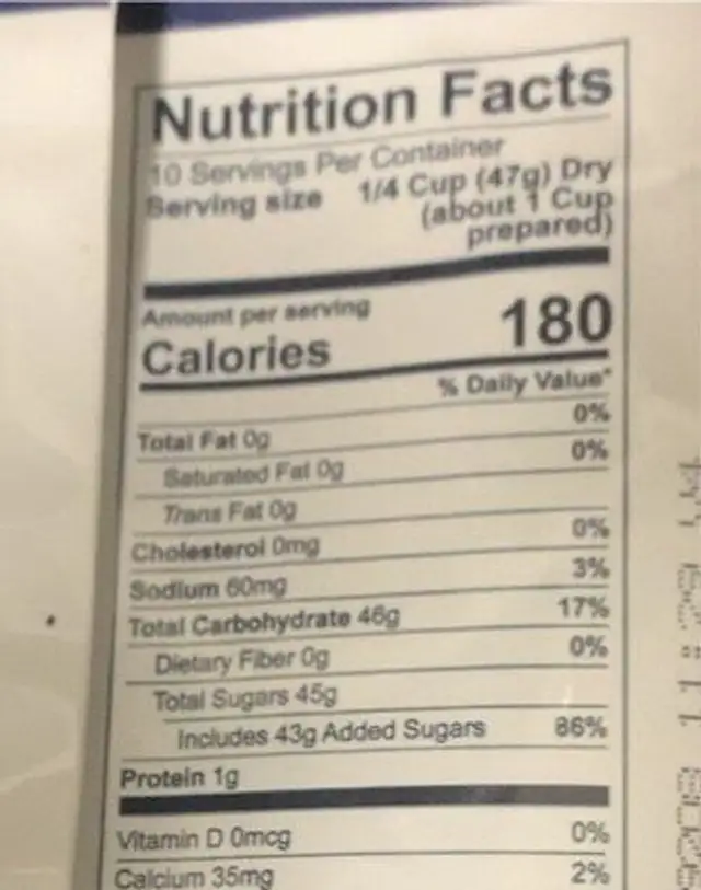 Star Spangled Tropical Energy Drink nutrition facts table