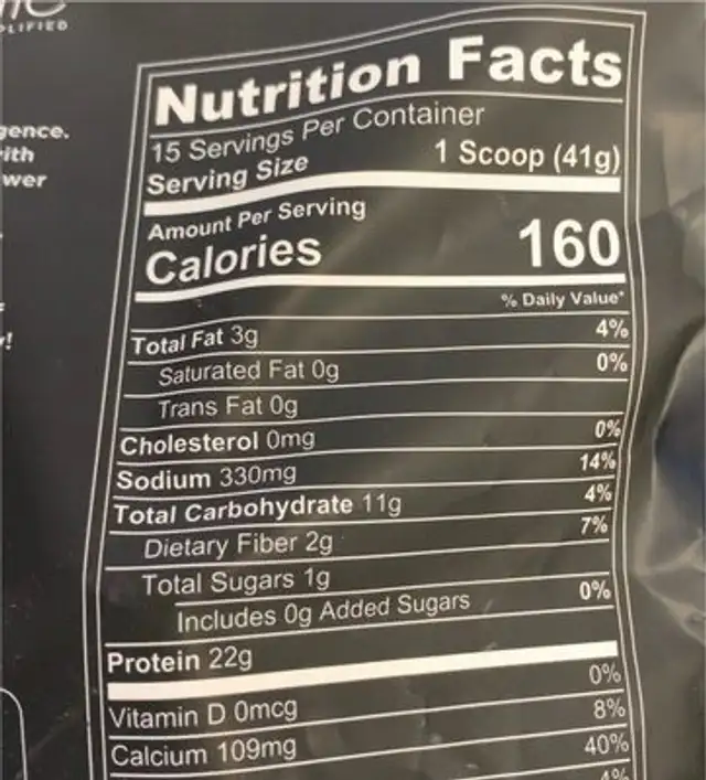 Vegan Shake - Vanilla nutrition facts table
