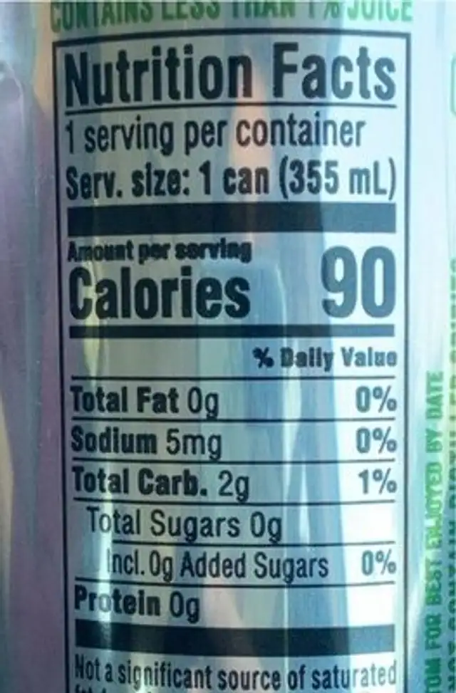 Ranch Water Hard Seltzer Original Lime nutrition facts table