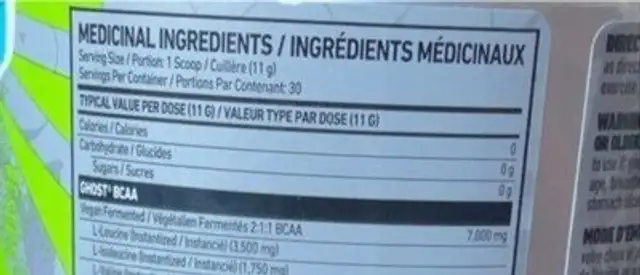 Ghost energy nutrition facts table