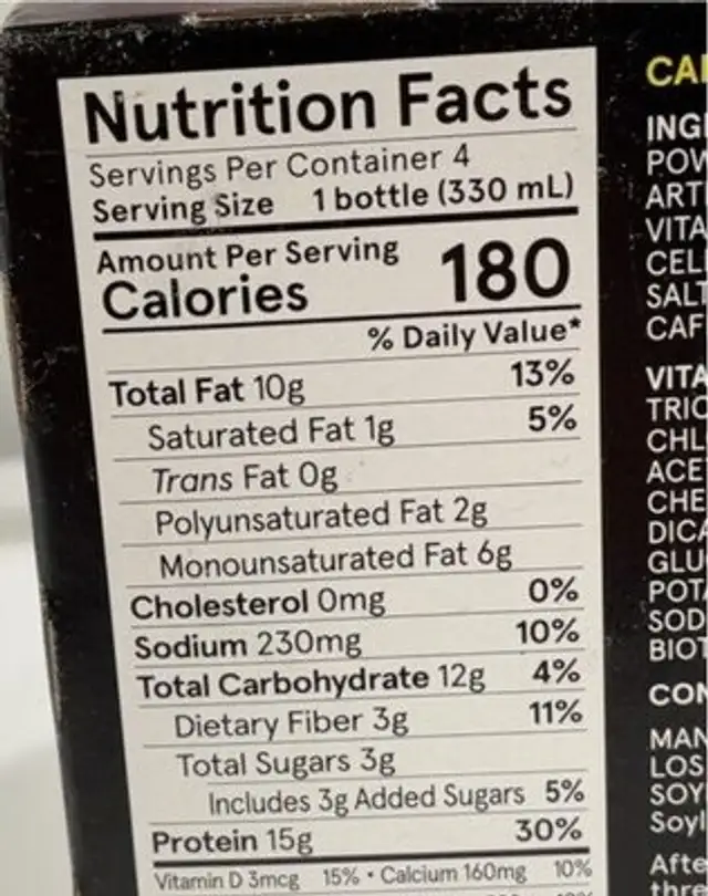 Soylent Complete Energy Chocolate nutrition facts table