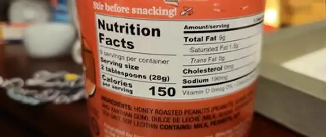 Simply Salted Caramel Peanut Butter nutrition facts table