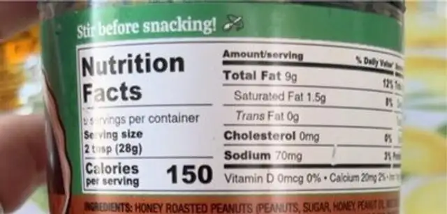 Pecan Pie x Peanut Butter nutrition facts table
