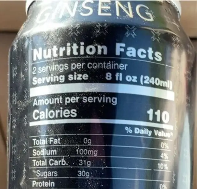 Hustler Energy nutrition facts table