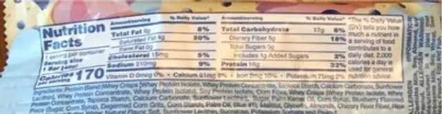 Fit Snacks Blueberry muffin protein bar nutrition facts table