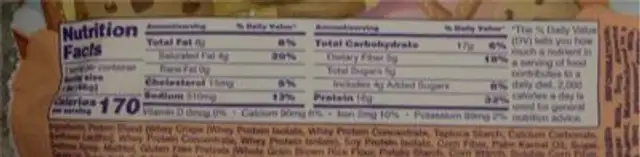 Fit snack munchies nutrition facts table