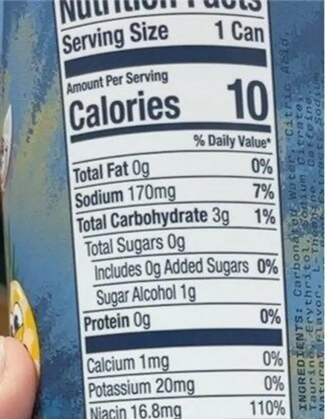 Trippy Hippie Energy nutrition facts table