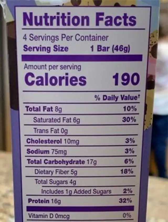 Fit Snacks Protein Bar nutrition facts table