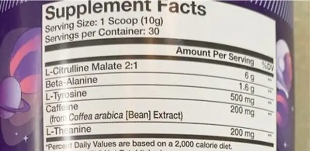 Cosmic Stardust nutrition facts table