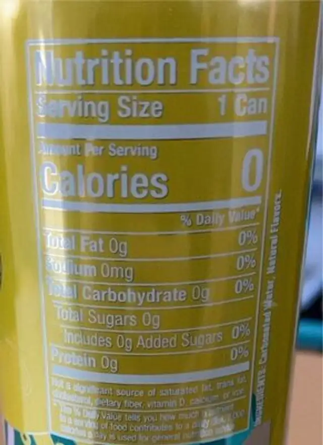 Alani Sparkling Water Lemon Creme nutrition facts table