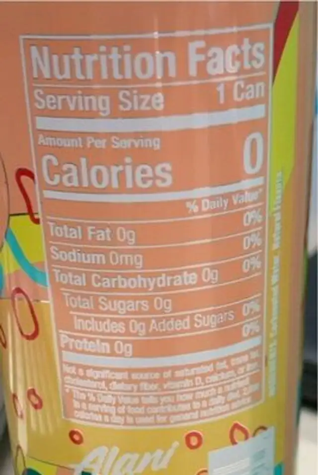 Alani Sparkling nutrition facts table