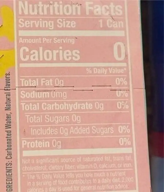 Alani Sparkling Orange nutrition facts table