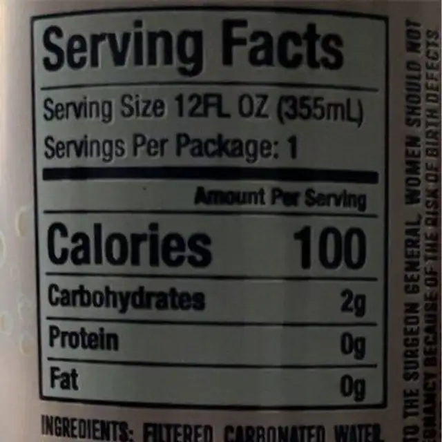 Piña colada spiked seltzer nutrition facts table