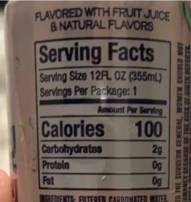 Alani Seltz Lime Margarita nutrition facts table
