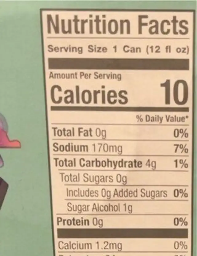 Cosmic Stardust nutrition facts table