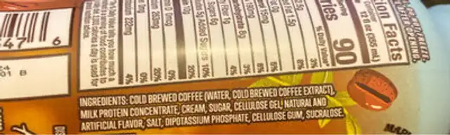 Maple donut ingredients label
