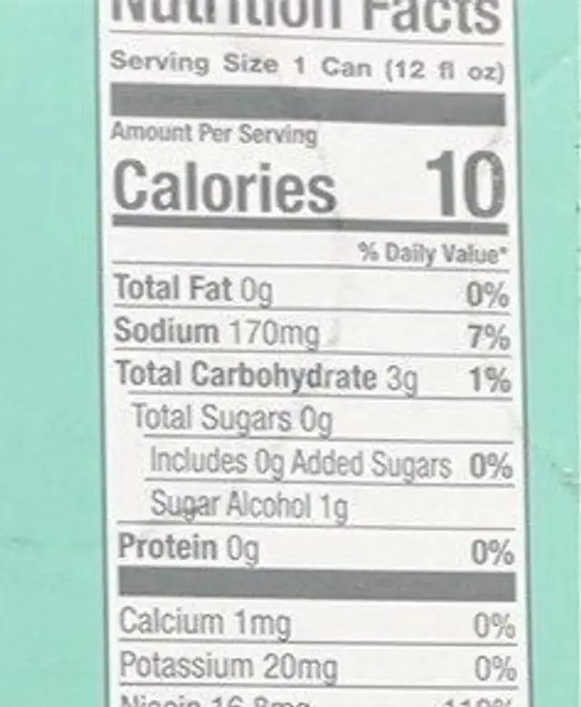Berry Pop nutrition facts table
